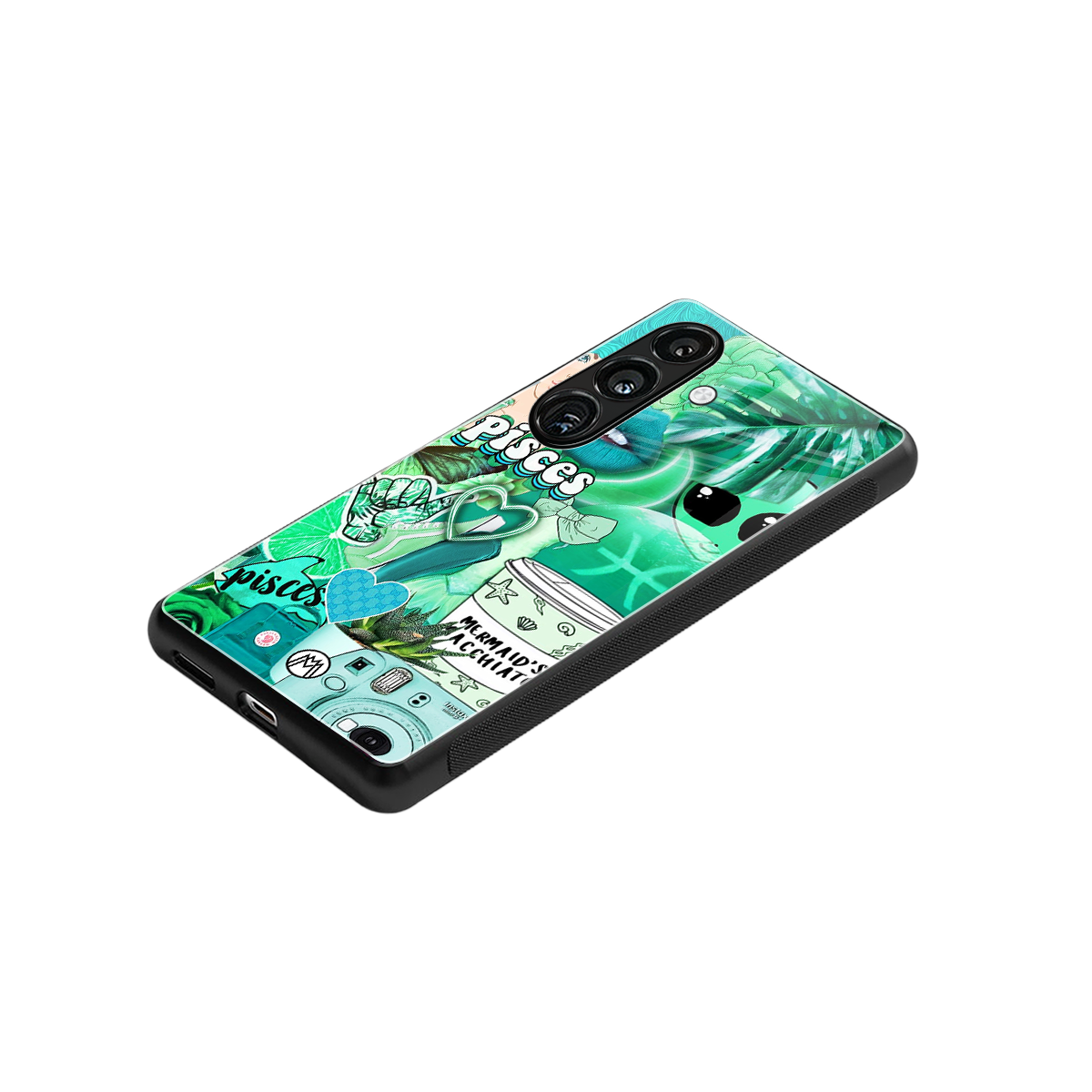 pisces aesthetic collage back phone cover | glass case for samsung galaxy s24