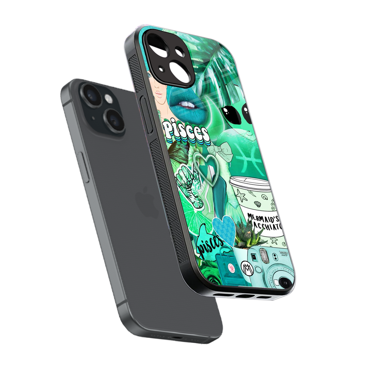 pisces aesthetic collage back phone cover | glass case for iphone 15