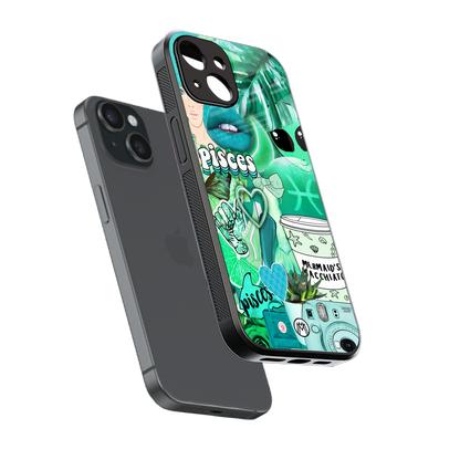 pisces aesthetic collage back phone cover | glass case for iphone 14