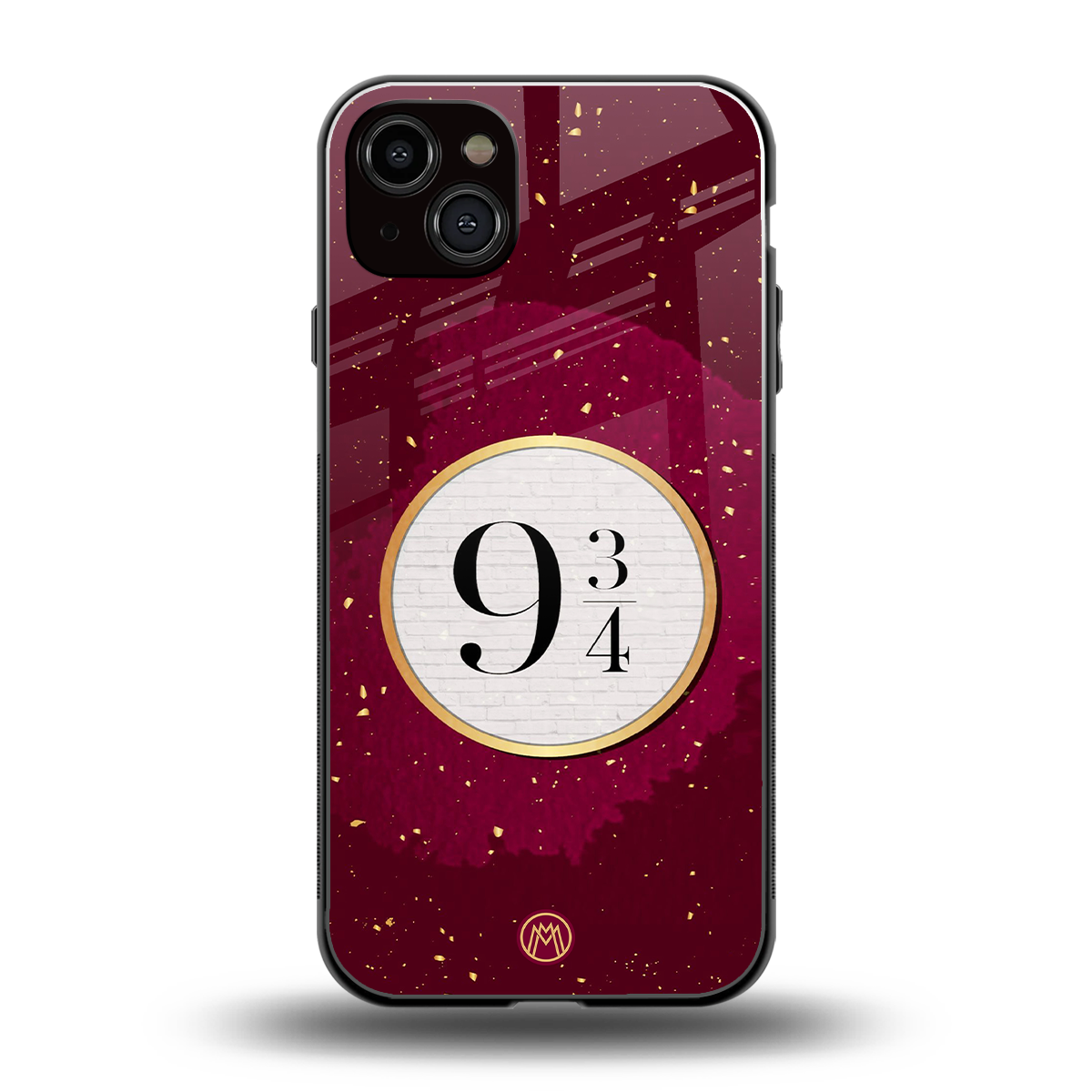 platform nine and three-quarters back phone cover | glass case for iphone 15 plus