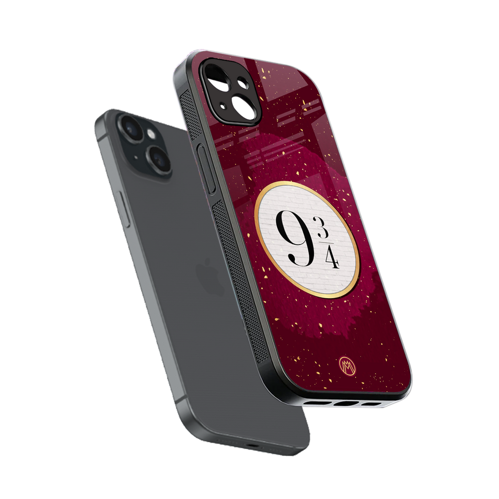 platform nine and three-quarters back phone cover | glass case for iphone 14 plus