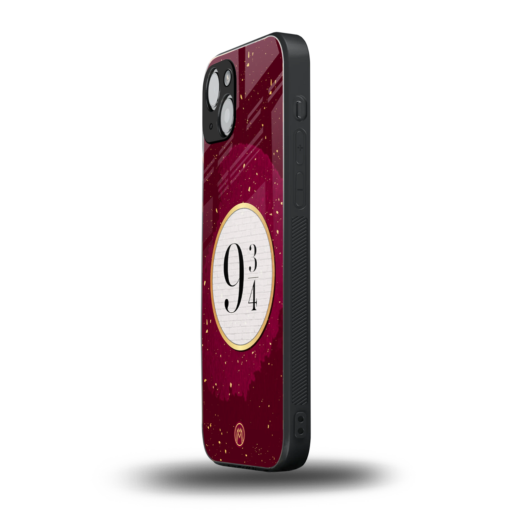 platform nine and three-quarters back phone cover | glass case for iphone 14 plus