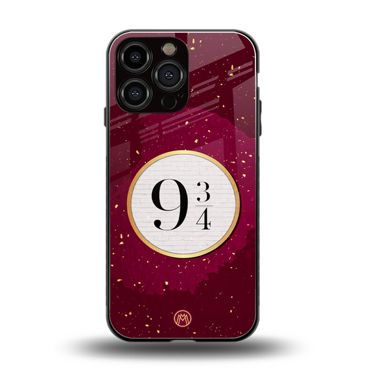 platform nine and three-quarters back phone cover | glass case for iphone 15 pro max