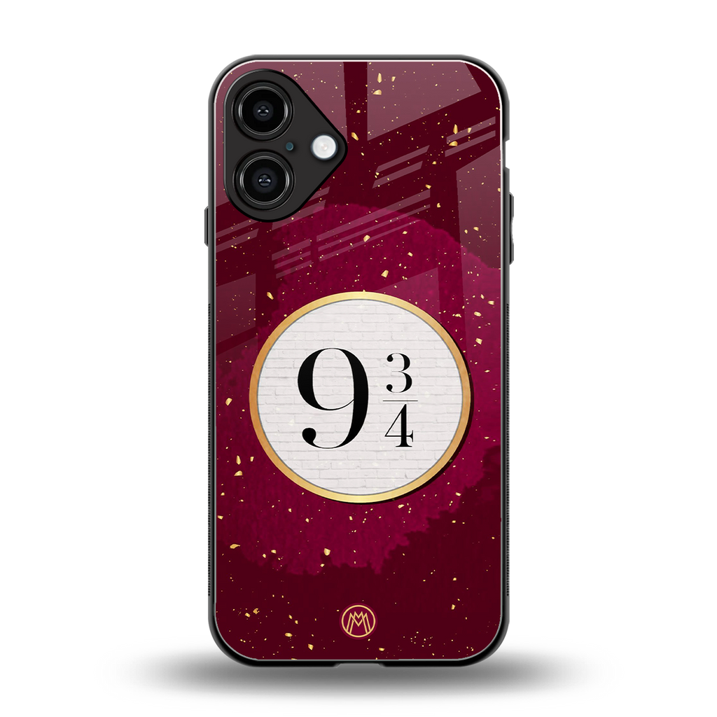 platform nine and three-quarters back phone cover | glass case for iphone 16 plus