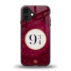 platform nine and three-quarters back phone cover | glass case for iphone 16 plus