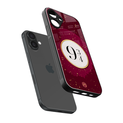 platform nine and three-quarters back phone cover | glass case for iphone 16 plus