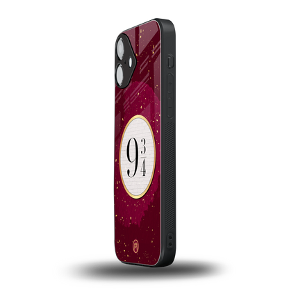 platform nine and three-quarters back phone cover | glass case for iphone 16 plus