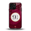 platform nine and three-quarters back phone cover | glass case for iphone 16 pro max