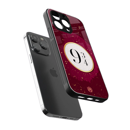 platform nine and three-quarters back phone cover | glass case for iphone 16 pro max