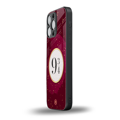 platform nine and three-quarters back phone cover | glass case for iphone 16 pro max