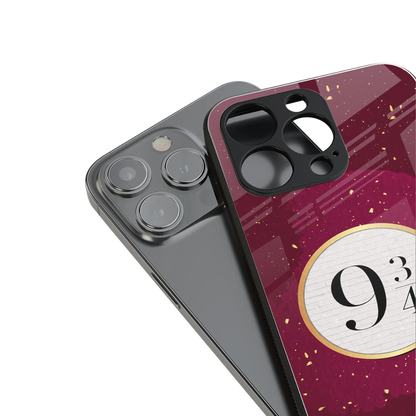 platform nine and three-quarters back phone cover | glass case for iphone 15 pro