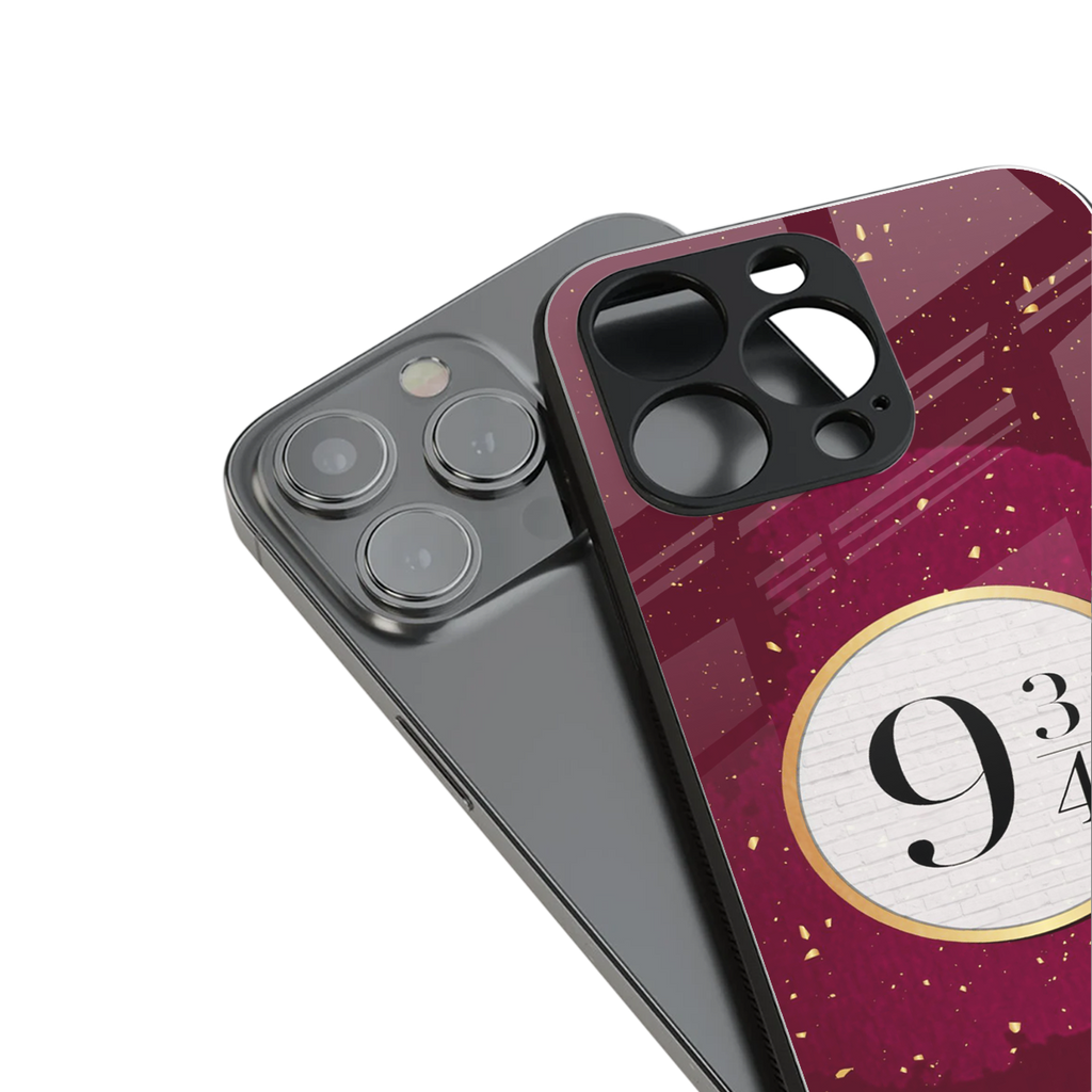 platform nine and three-quarters back phone cover | glass case for iphone 16 pro max