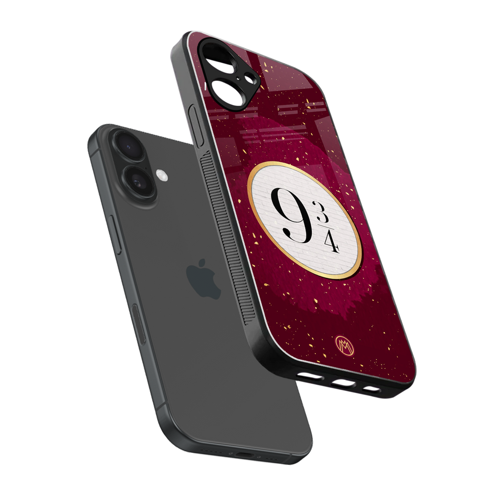 platform nine and three-quarters back phone cover | glass case for iphone 16