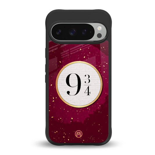 platform nine and three-quarters back phone cover | glass case for google pixel 9 pro xl