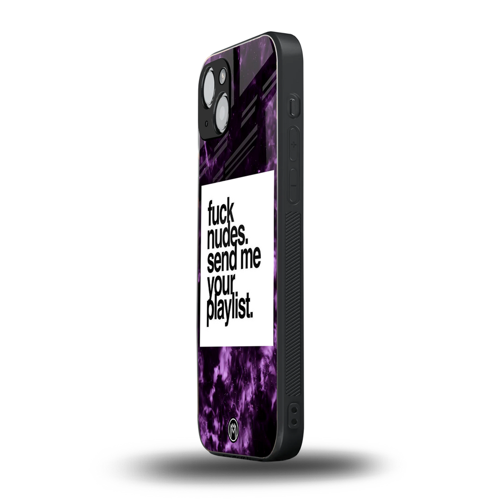 playlist please back phone cover | glass case for iphone 15 plus