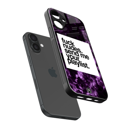 playlist please back phone cover | glass case for iphone 16 plus