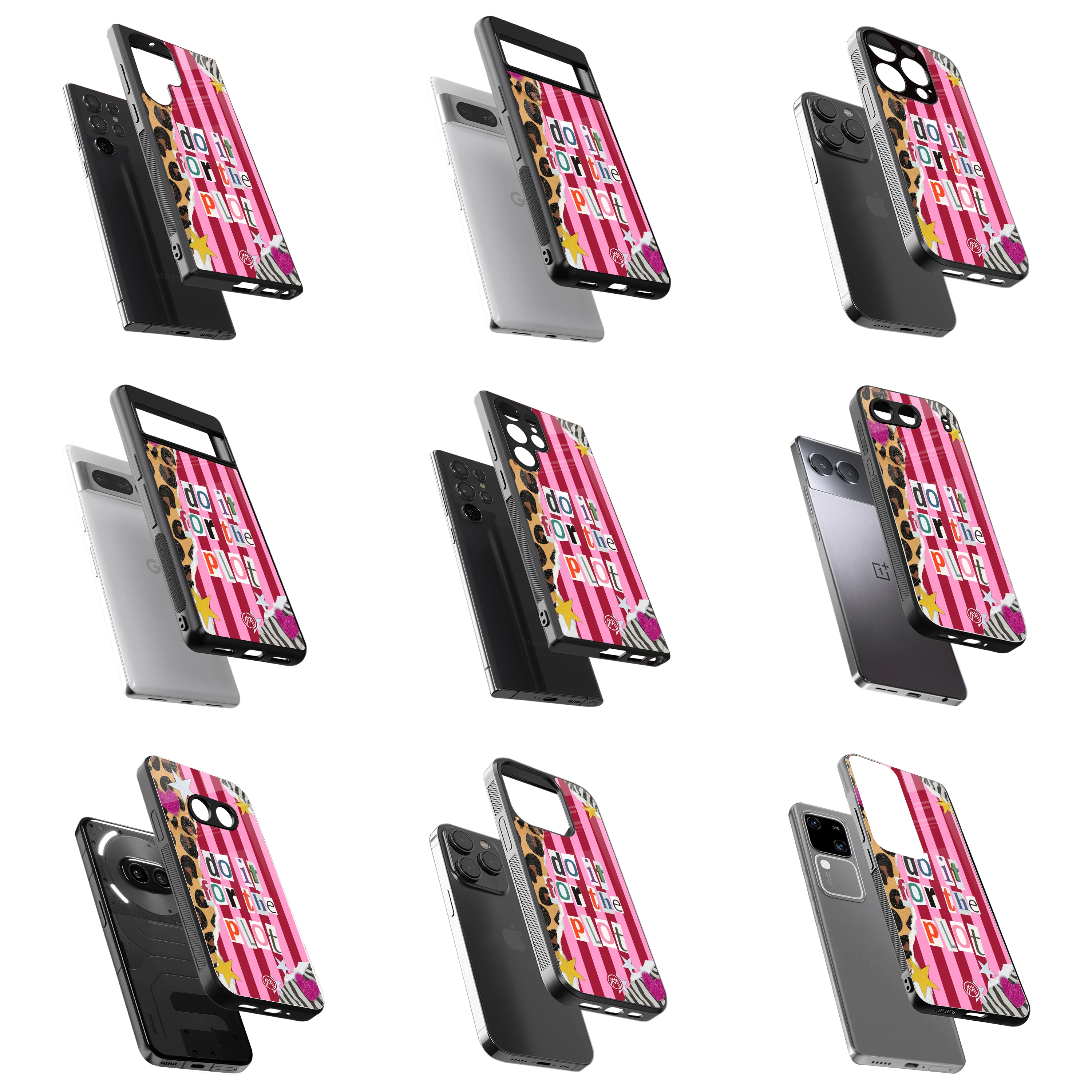 Durable Glass Back Mobile Case for iPhone, Samsung, OnePlus, Google Pixel, Redmi, Vivo, Oppo