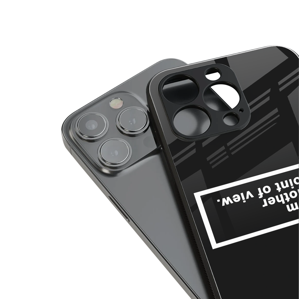 point of view black edition back phone cover | glass case for iphone 14 plus