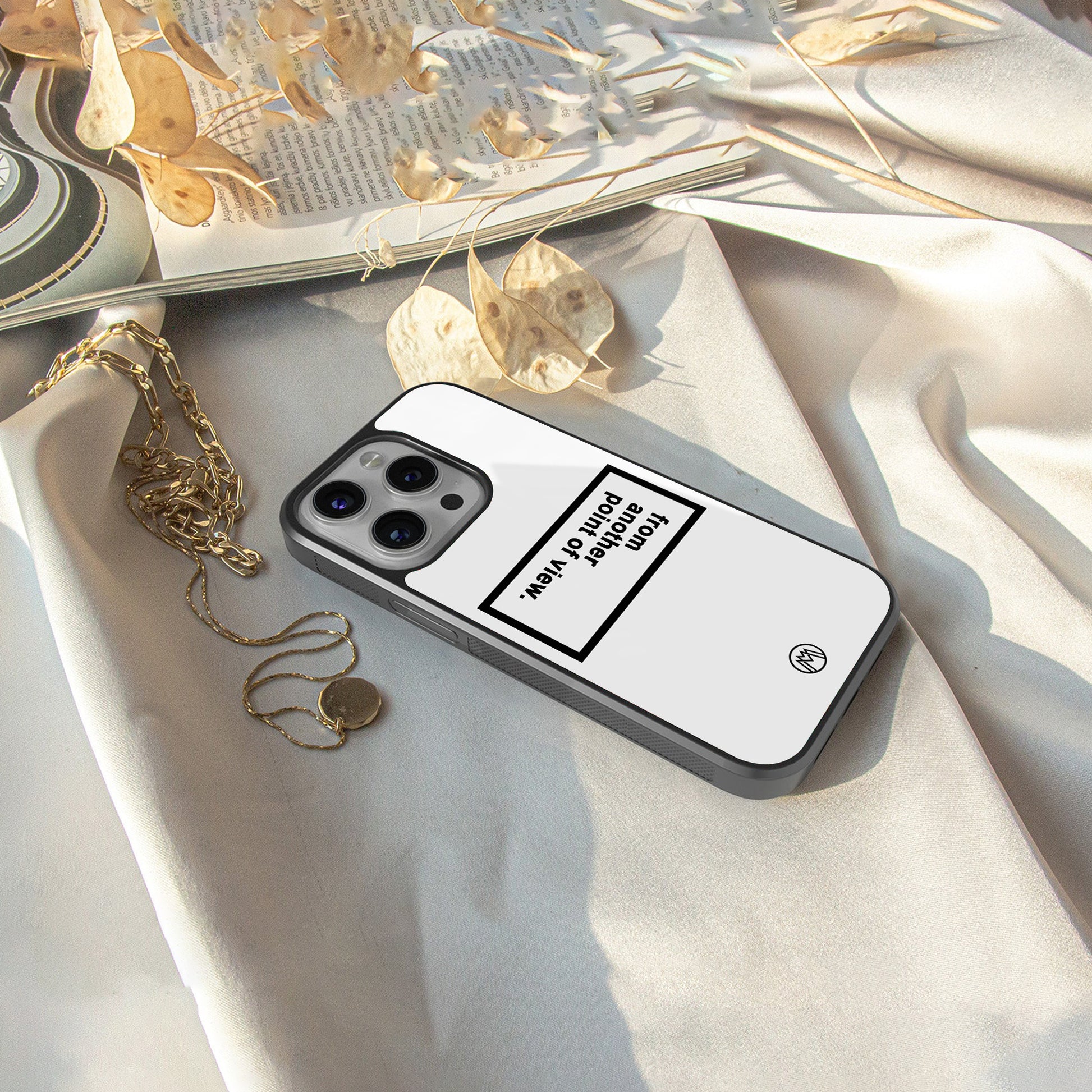 point of view white edition back phone cover | glass case for iphone 16 pro