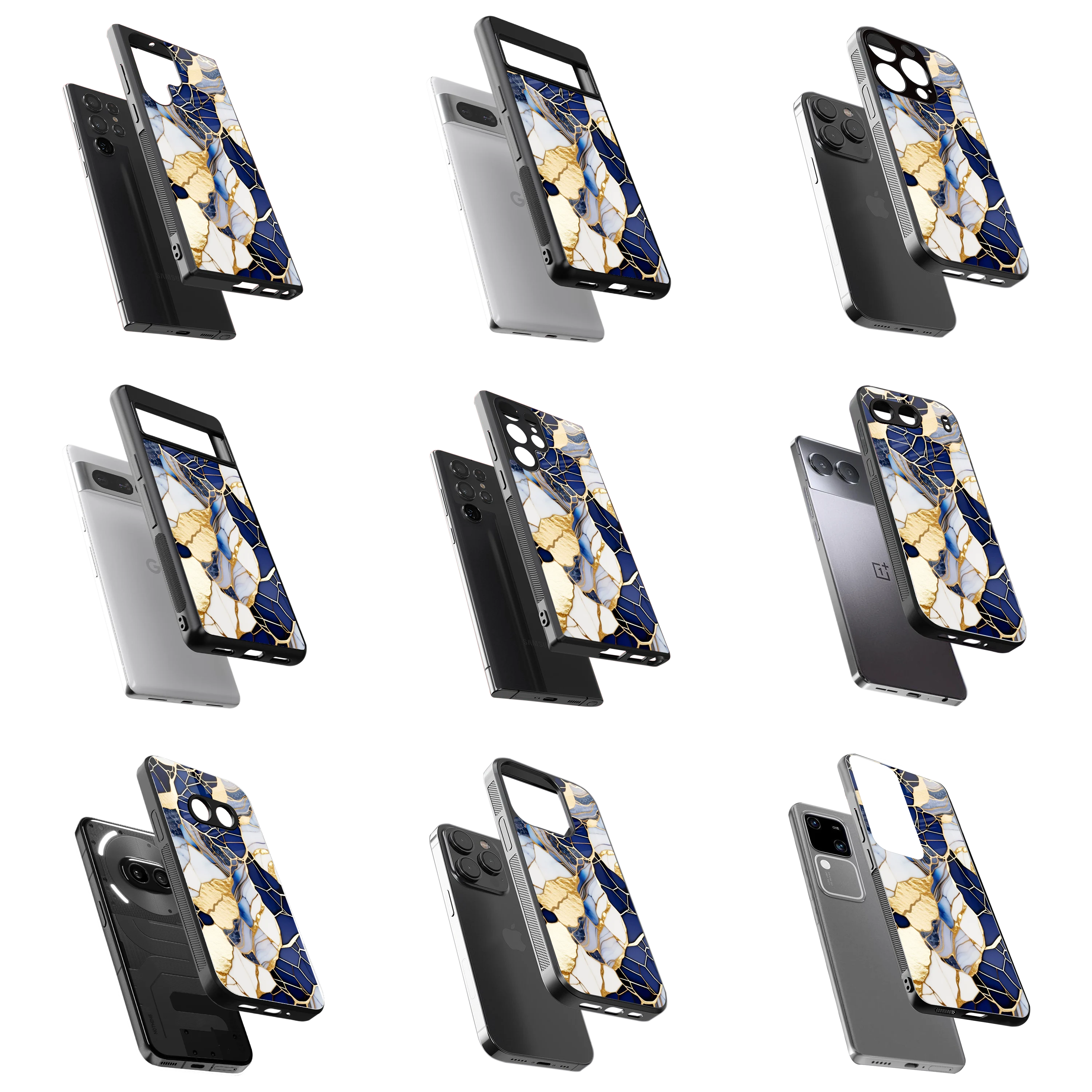 Durable Glass Back Mobile Case for iPhone, Samsung, OnePlus, Google Pixel, Redmi, Vivo, Oppo