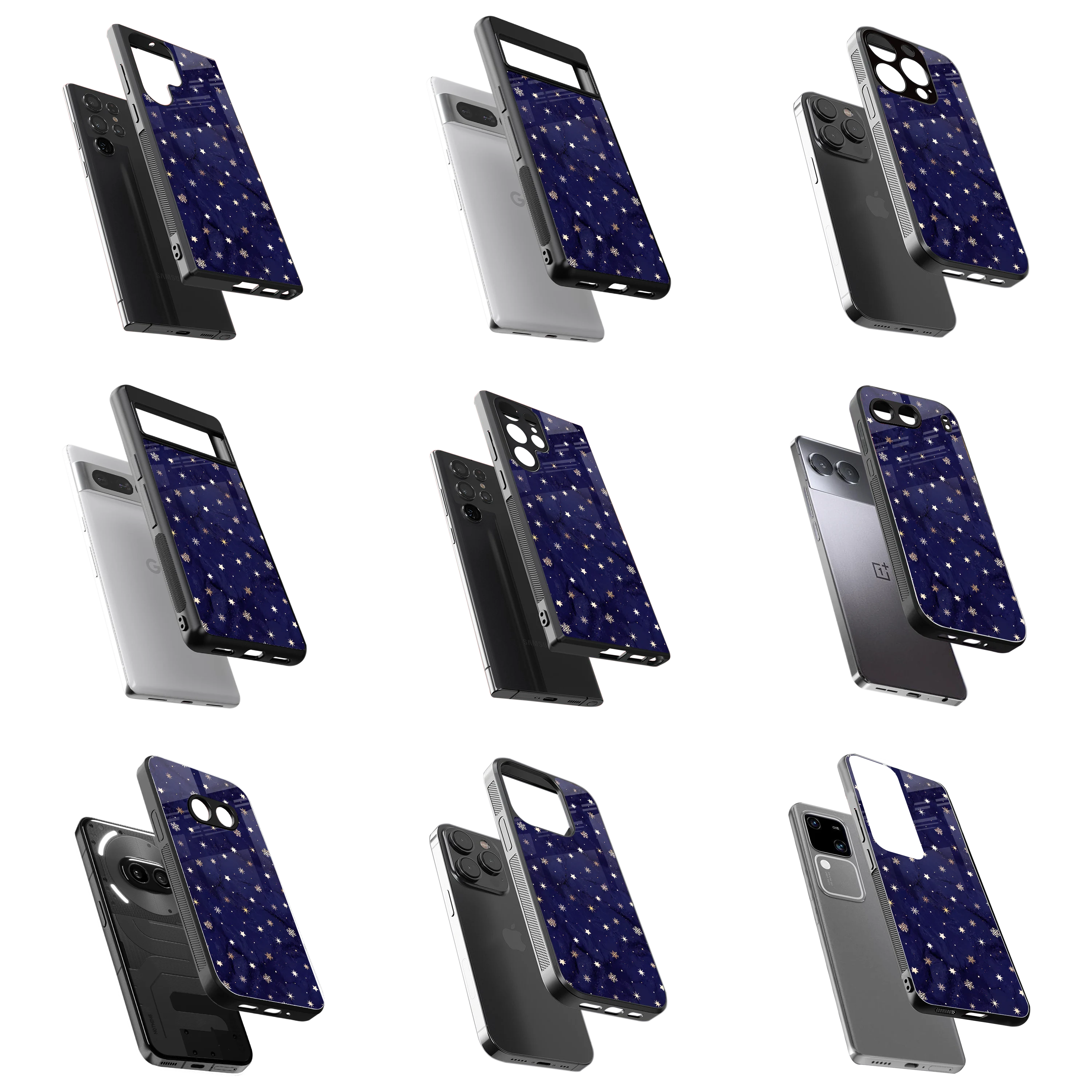 Durable Glass Back Mobile Case for iPhone, Samsung, OnePlus, Google Pixel, Redmi, Vivo, Oppo