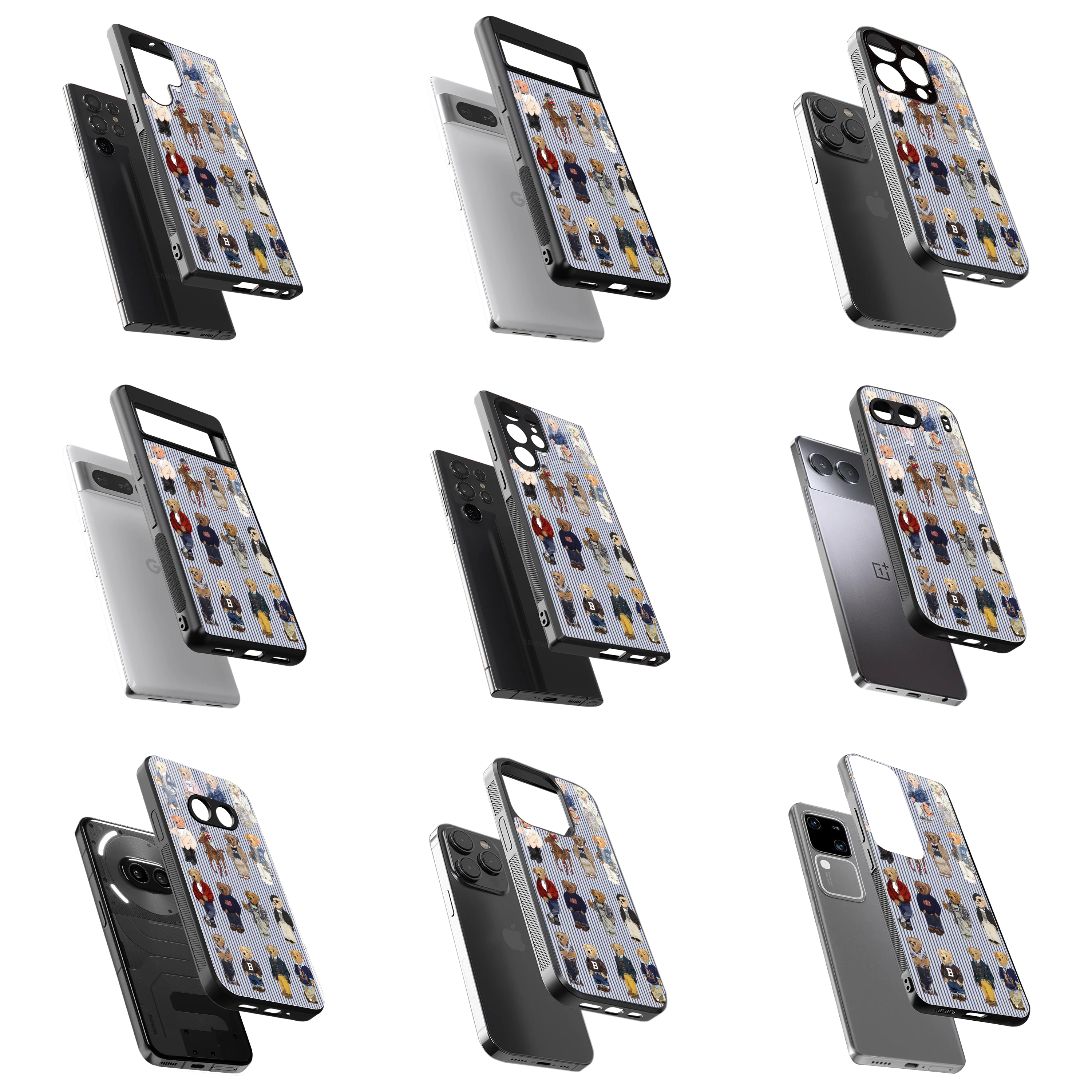 Durable Glass Back Mobile Case for iPhone, Samsung, OnePlus, Google Pixel, Redmi, Vivo, Oppo