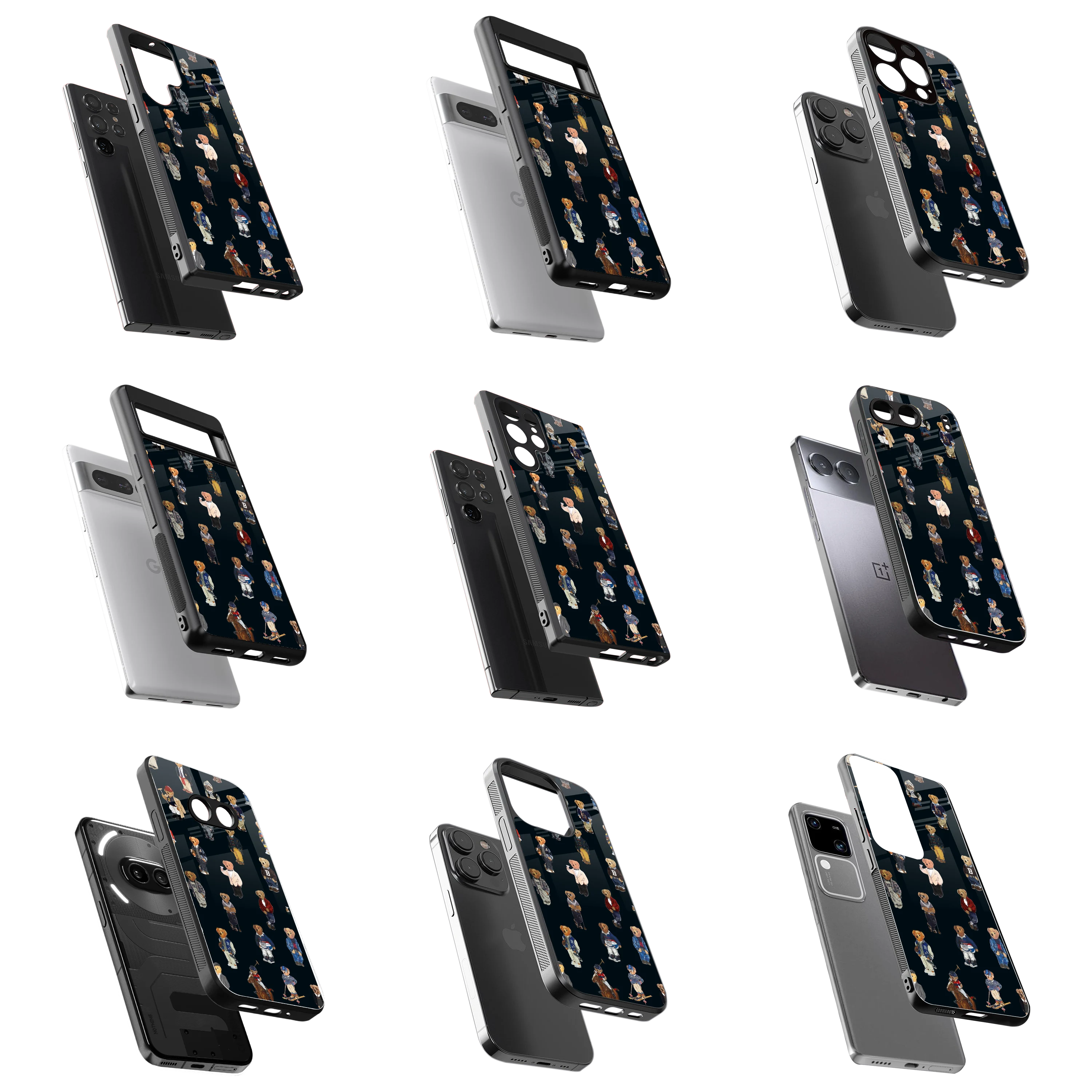 Durable Glass Back Mobile Case for iPhone, Samsung, OnePlus, Google Pixel, Redmi, Vivo, Oppo