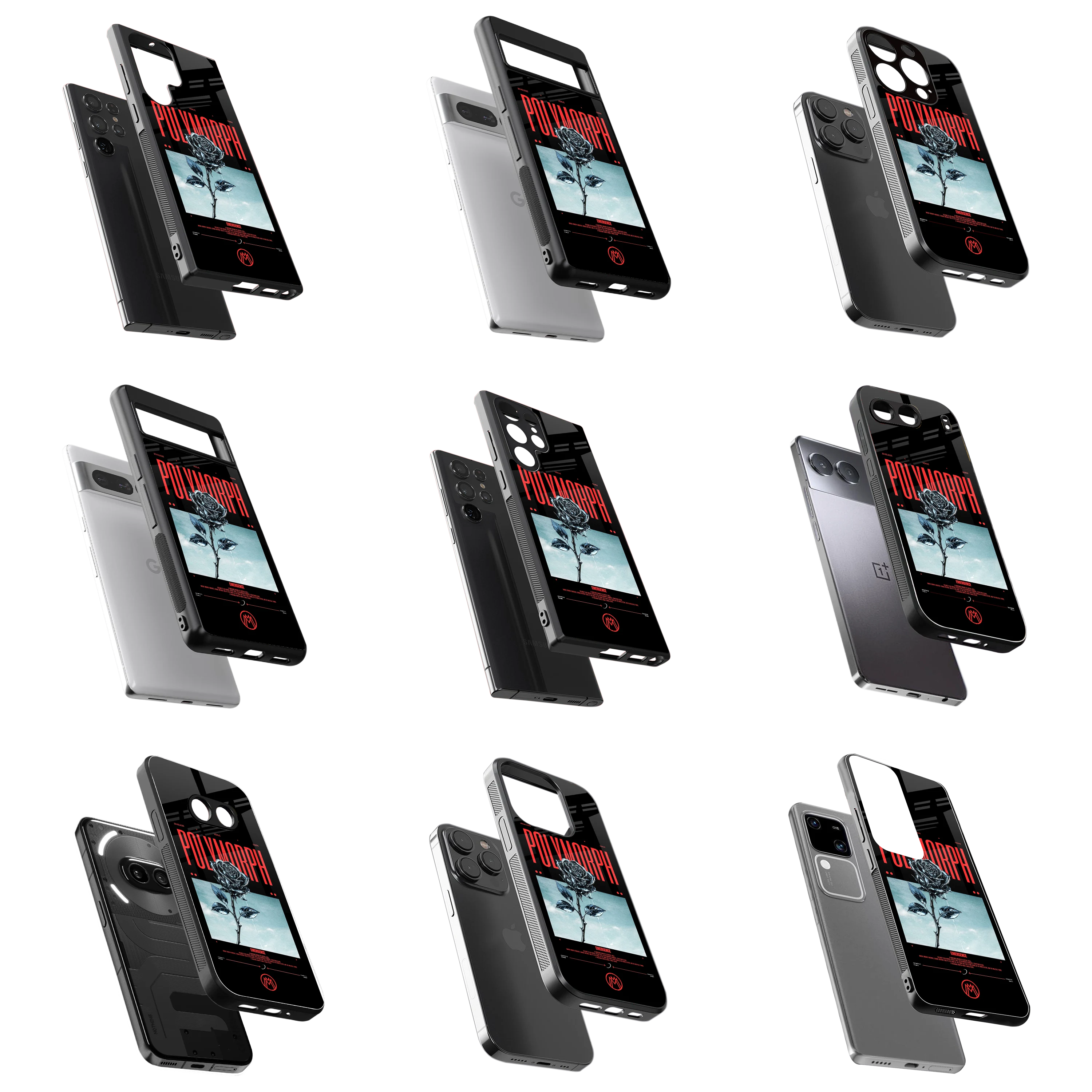 Durable Glass Back Mobile Case for iPhone, Samsung, OnePlus, Google Pixel, Redmi, Vivo, Oppo