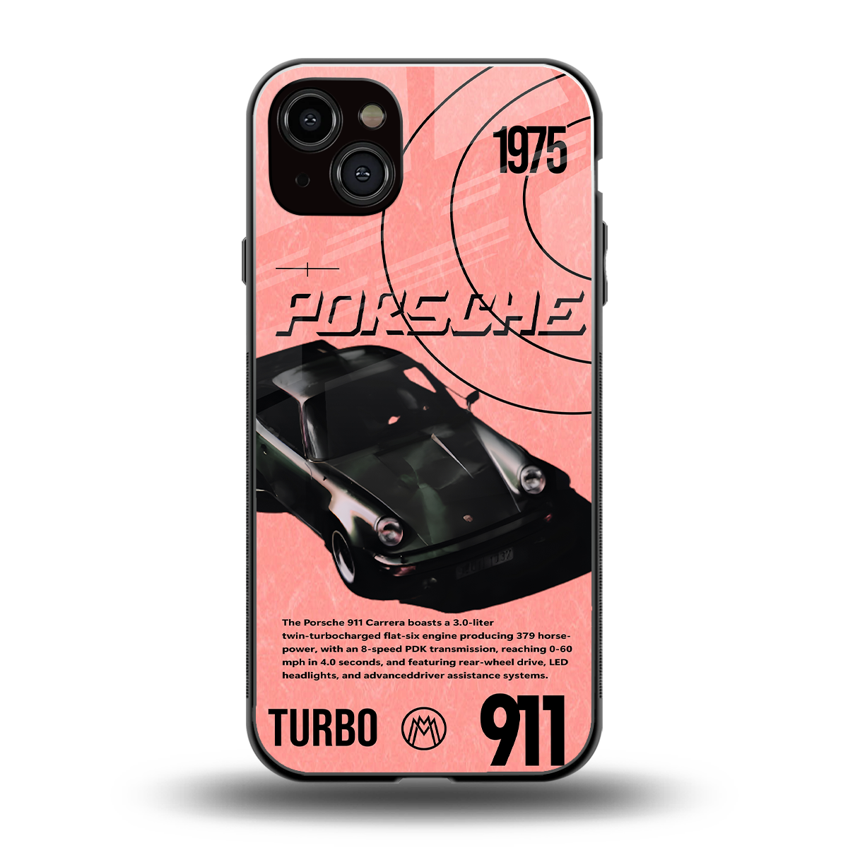 porshe 1975 back phone cover | glass case for iphone 15 plus