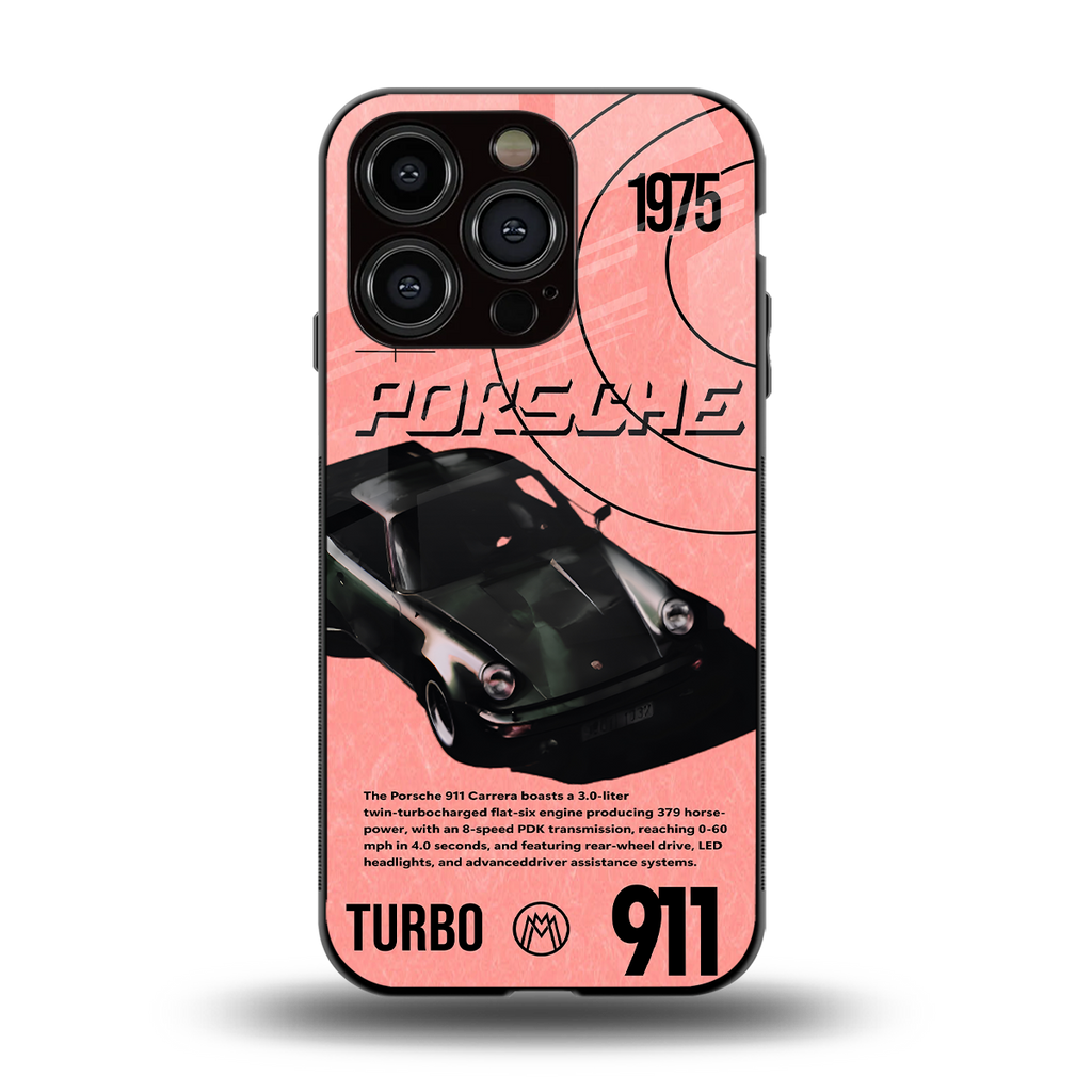 porshe 1975 back phone cover | glass case for iphone 15 pro