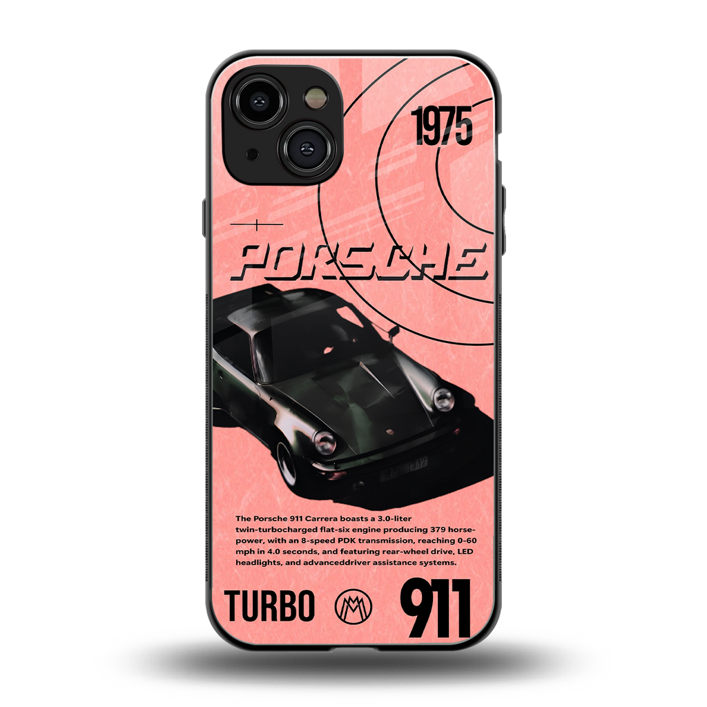 porshe 1975 back phone cover | glass case for iphone 15