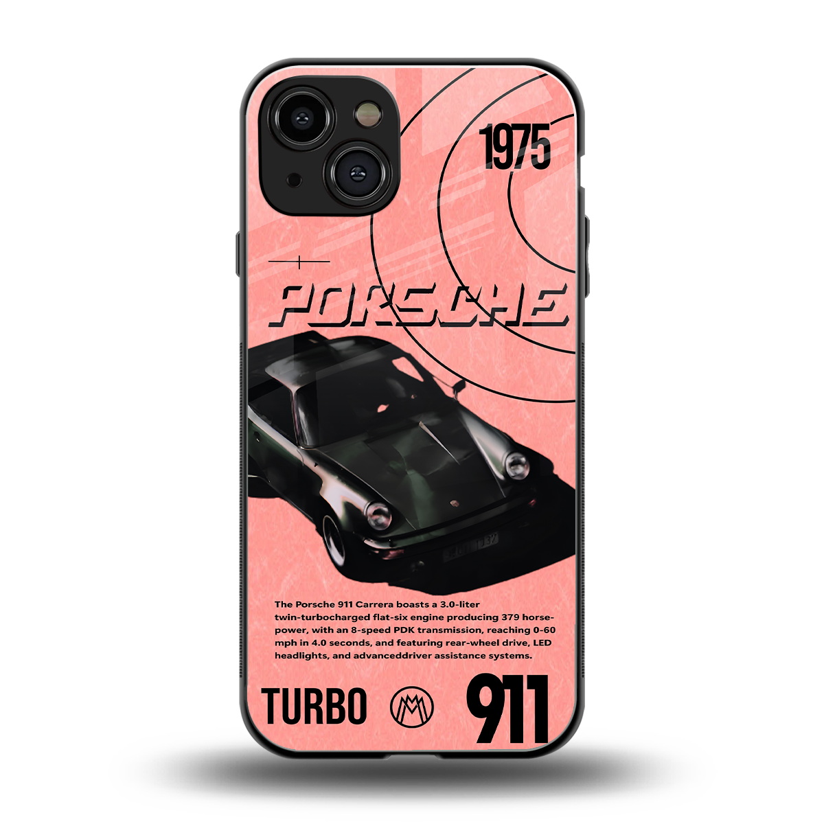 porshe 1975 back phone cover | glass case for iphone 15