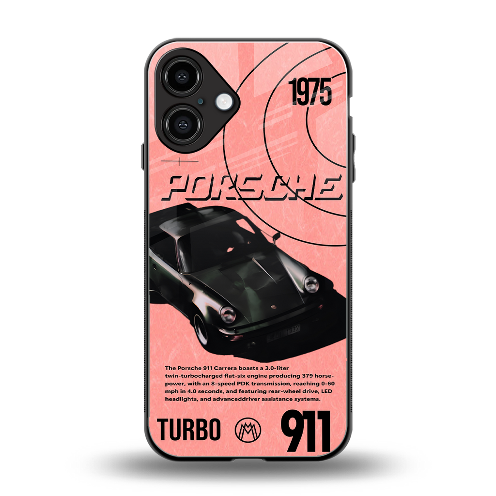 porshe 1975 back phone cover | glass case for iphone 16 plus