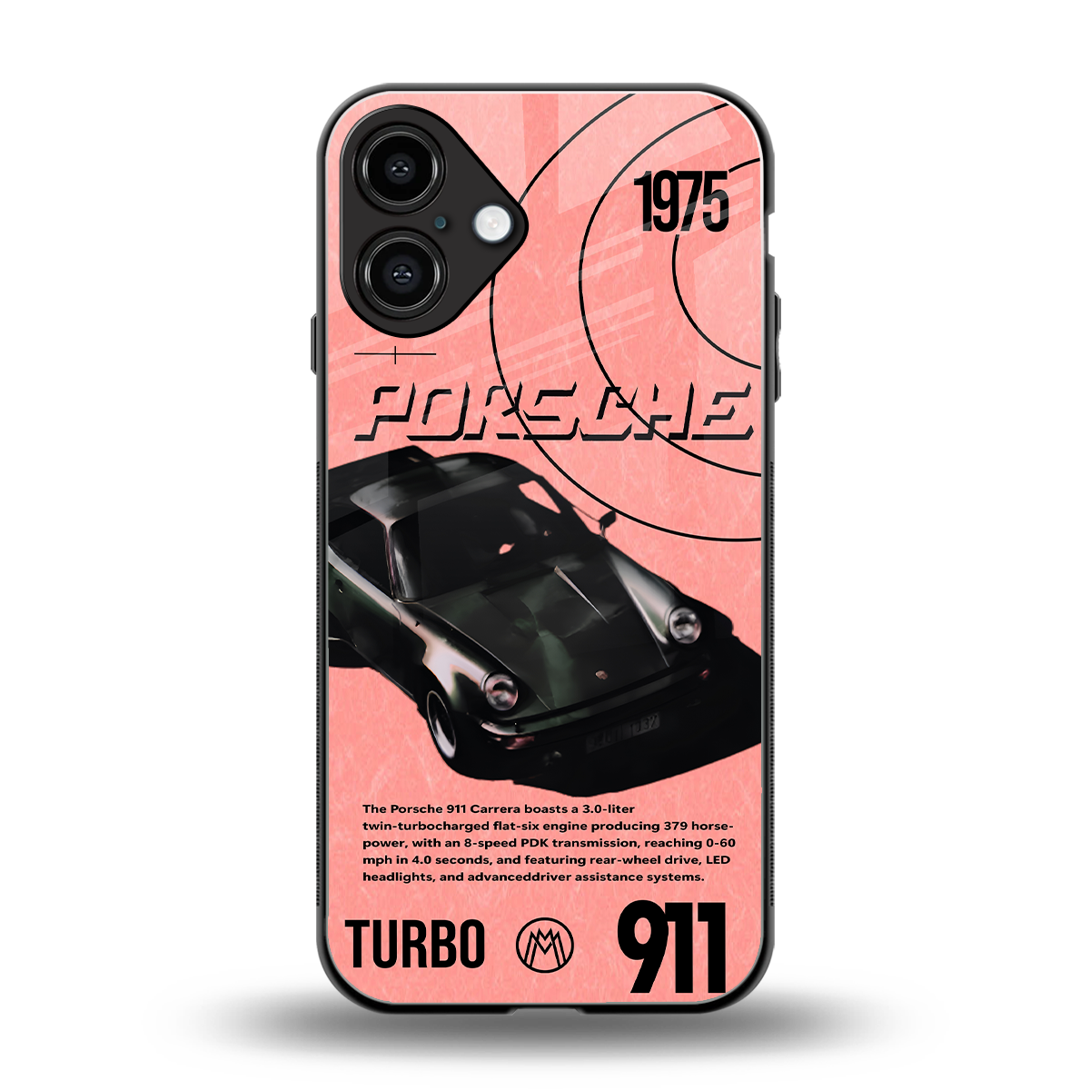 porshe 1975 back phone cover | glass case for iphone 16 plus