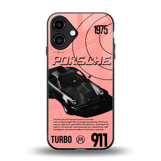 porshe 1975 back phone cover | glass case for iphone 16 plus