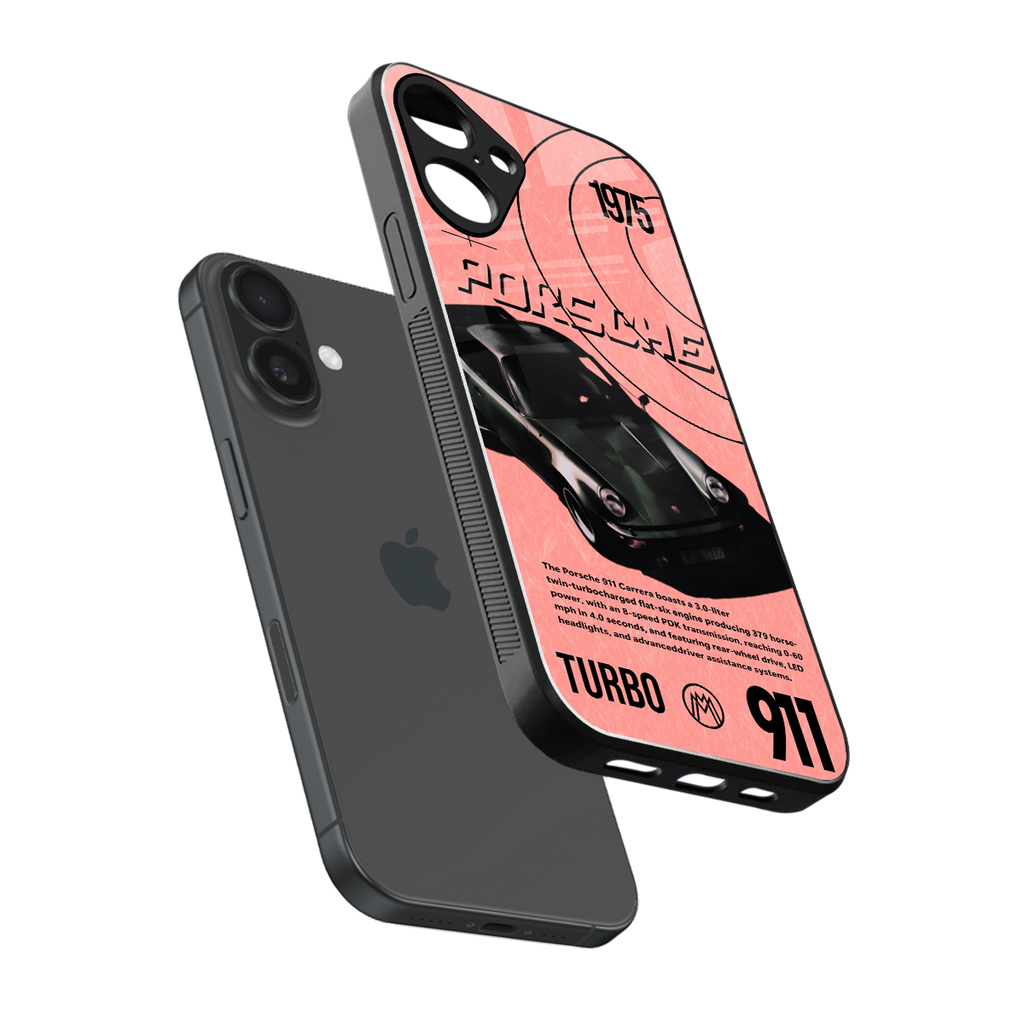 porshe 1975 back phone cover | glass case for iphone 16 plus