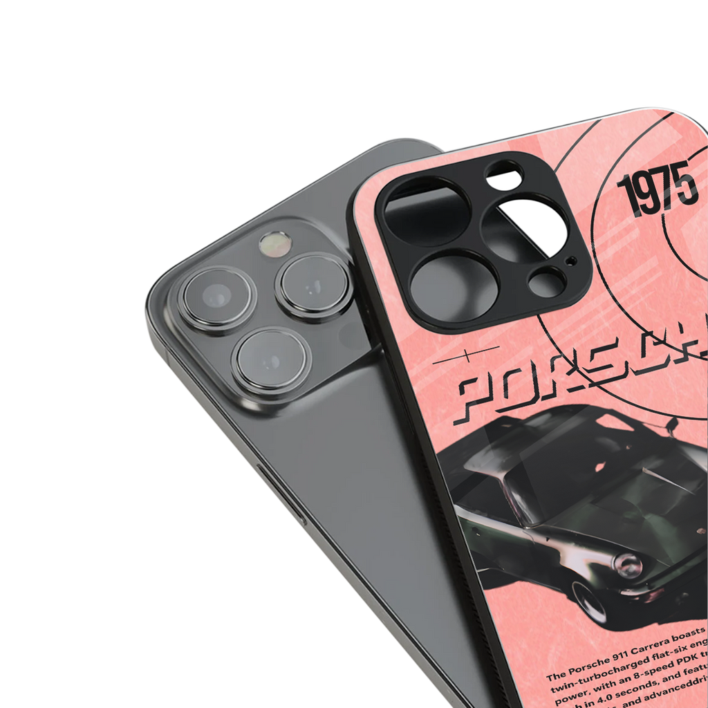 porshe 1975 back phone cover | glass case for iphone 15 plus