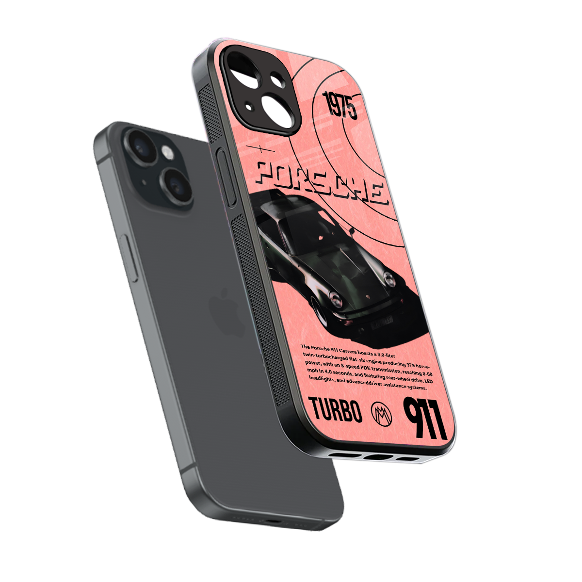 porshe 1975 back phone cover | glass case for iphone 15