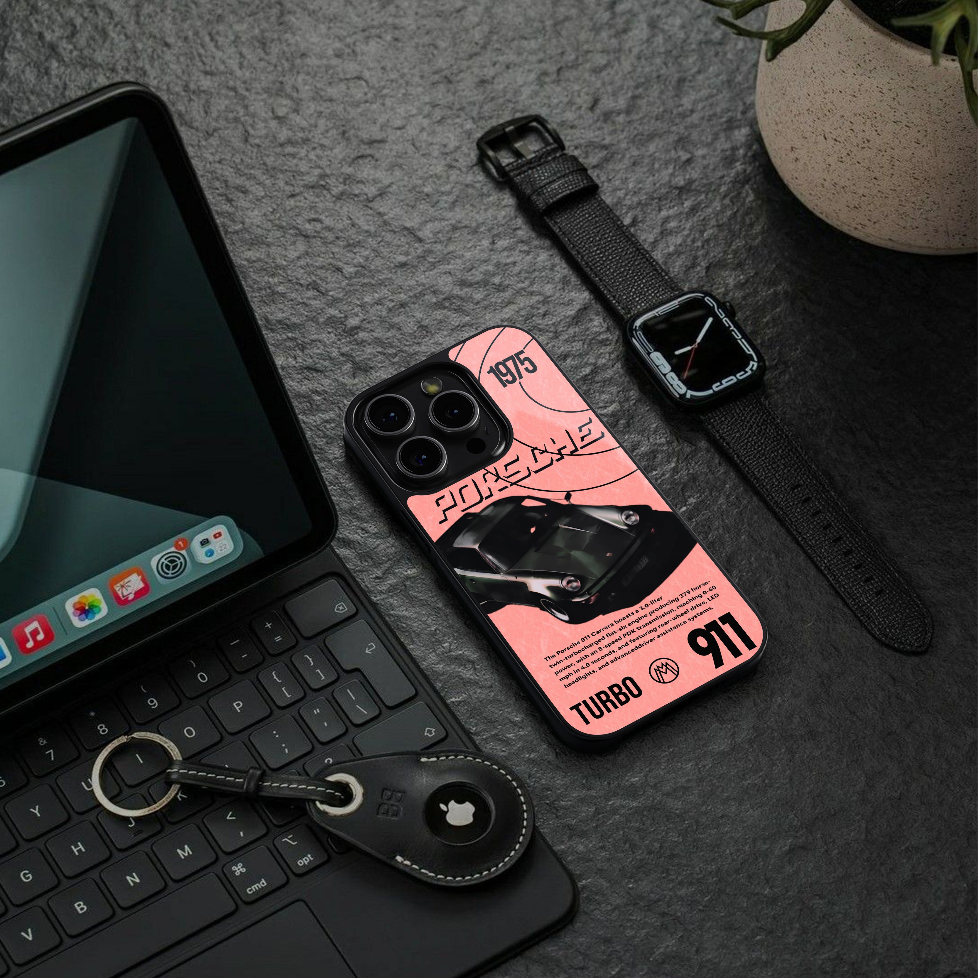 porshe 1975 back phone cover | glass case for iphone 15 plus