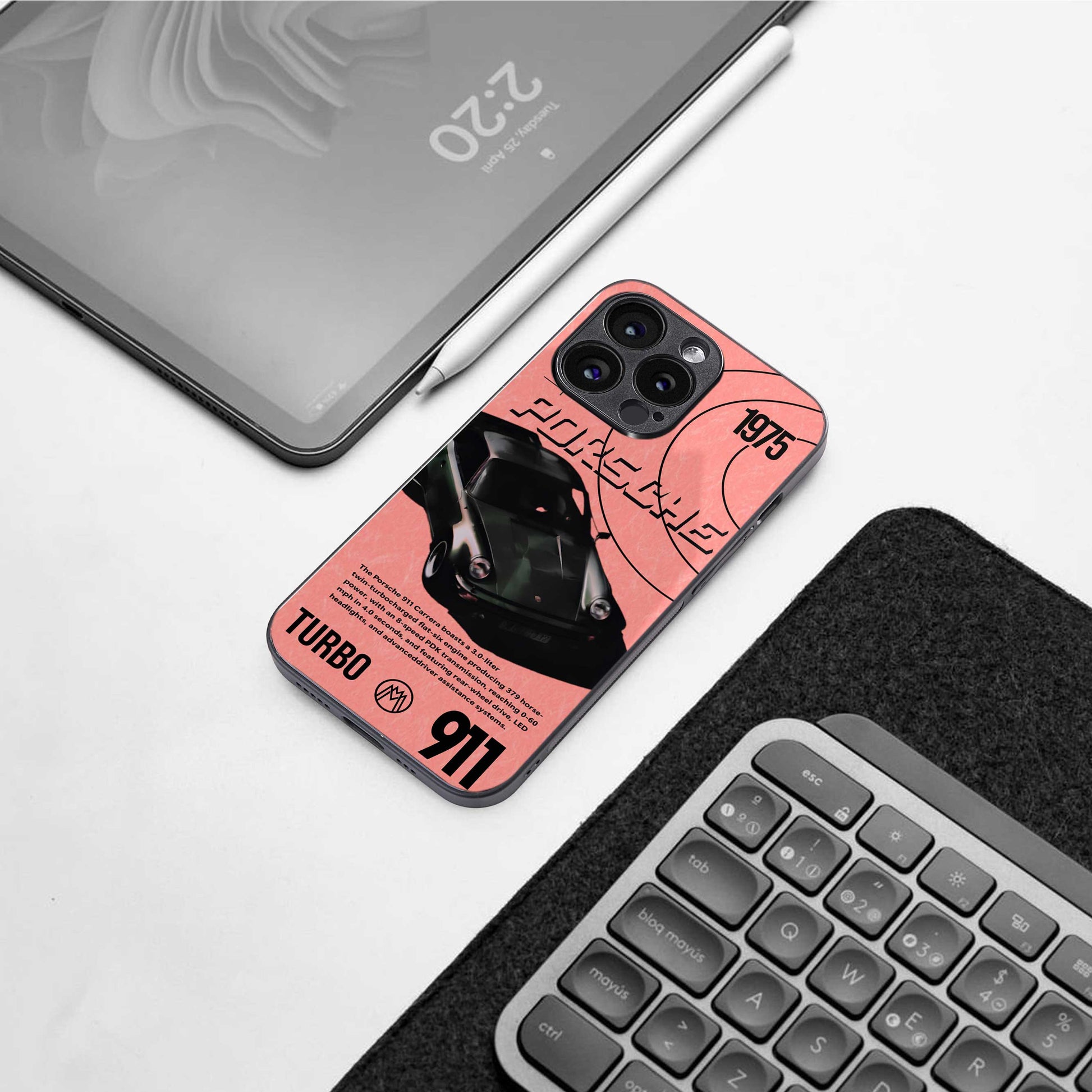 porshe 1975 back phone cover | glass case for iphone 14 pro