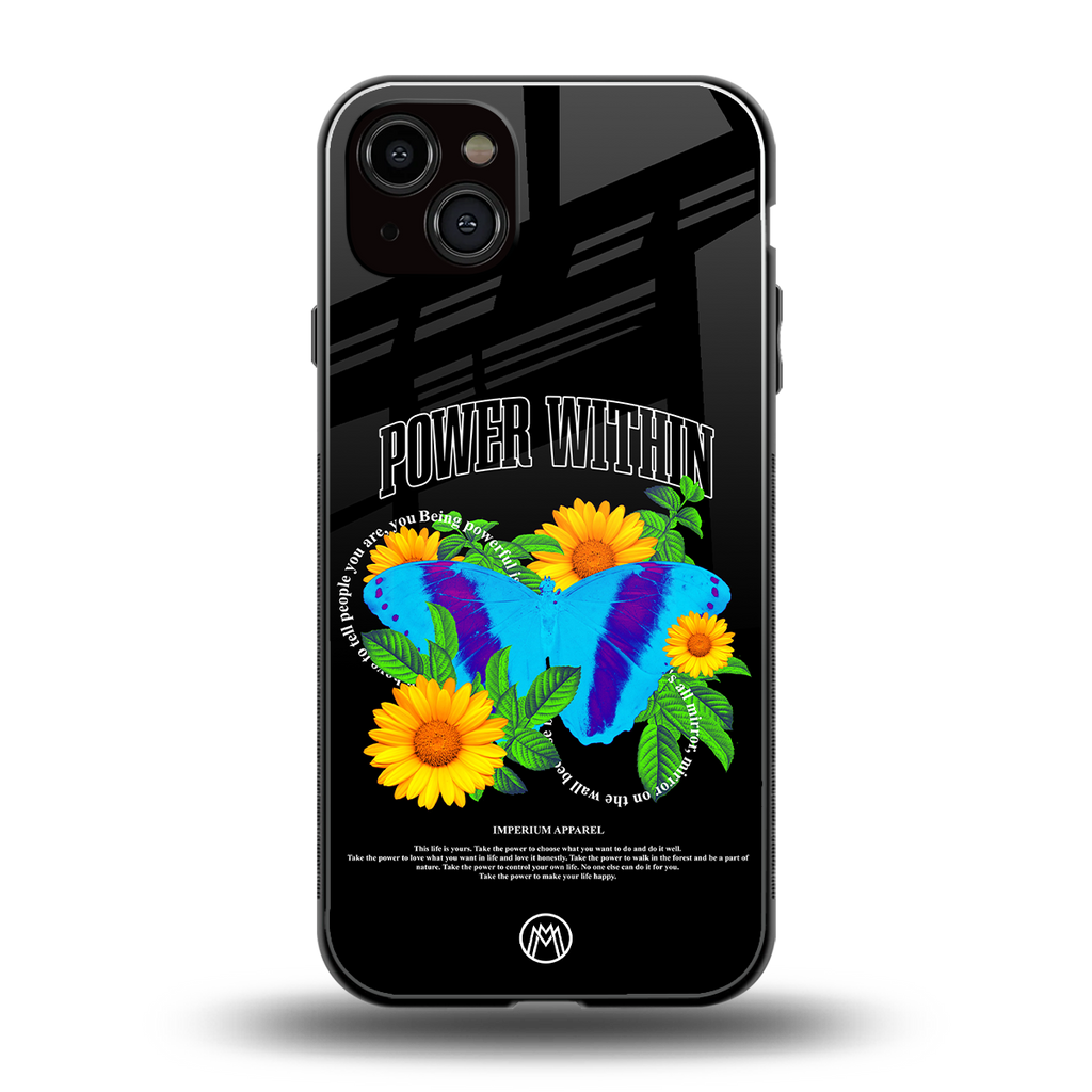 power within back phone cover | glass case for iphone 15 plus