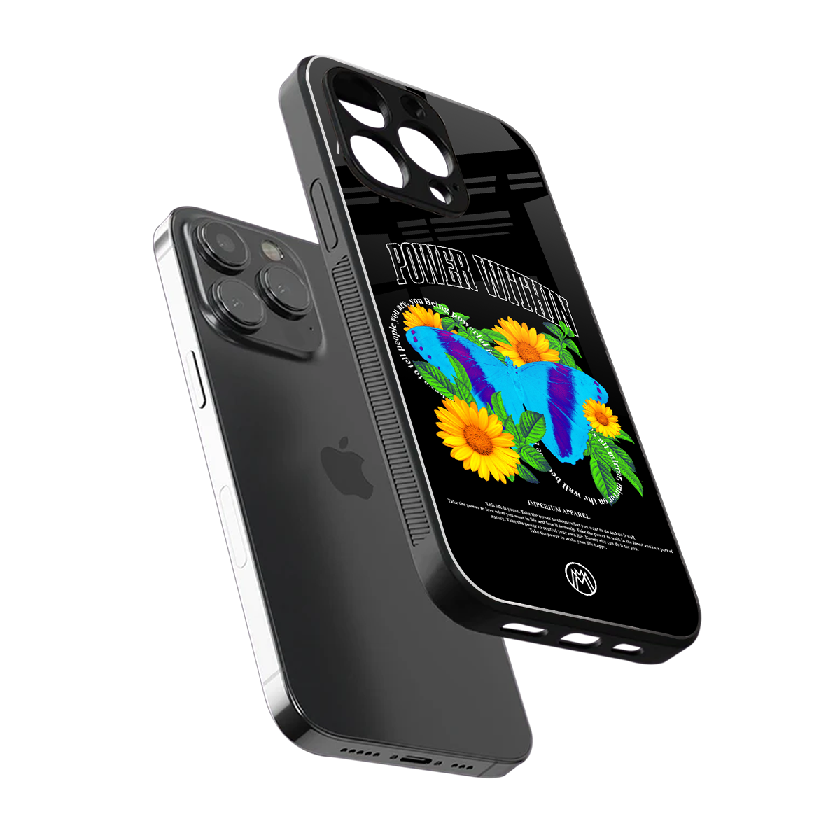power within back phone cover | glass case for iphone 15 pro max