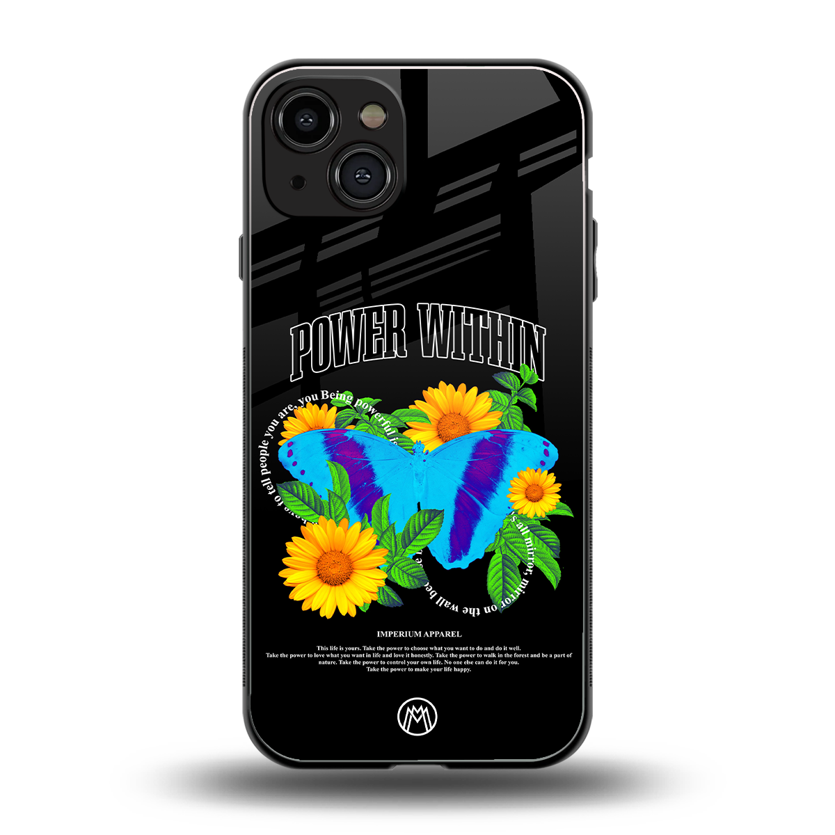 power within back phone cover | glass case for iphone 15