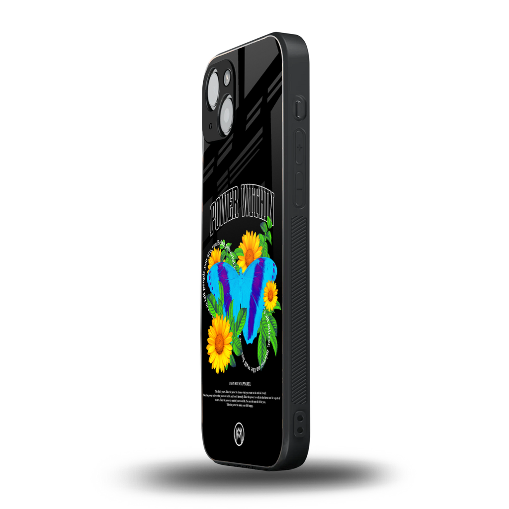 power within back phone cover | glass case for iphone 15