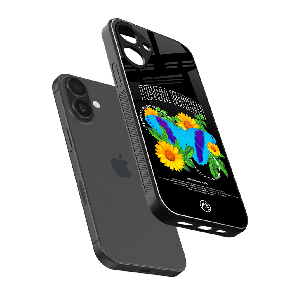 power within back phone cover | glass case for iphone 16 plus