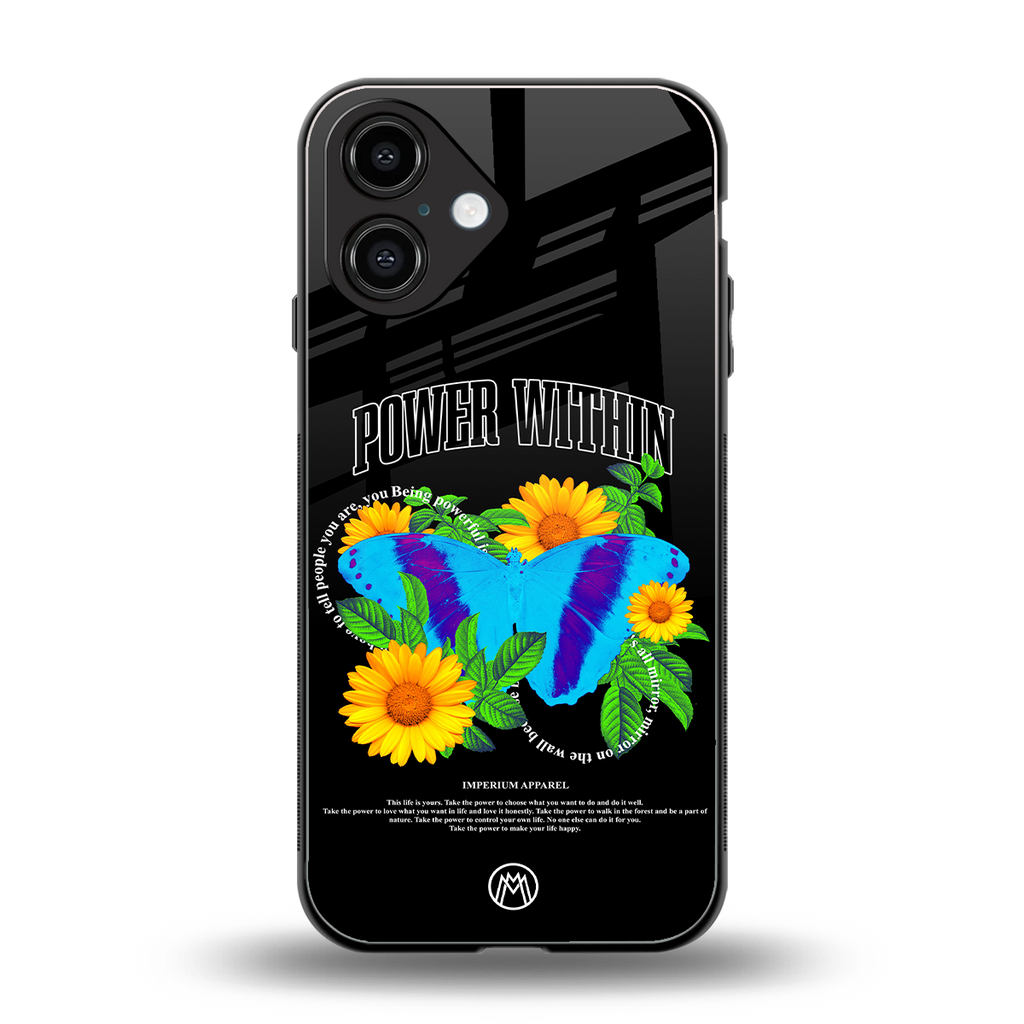power within back phone cover | glass case for iphone 16