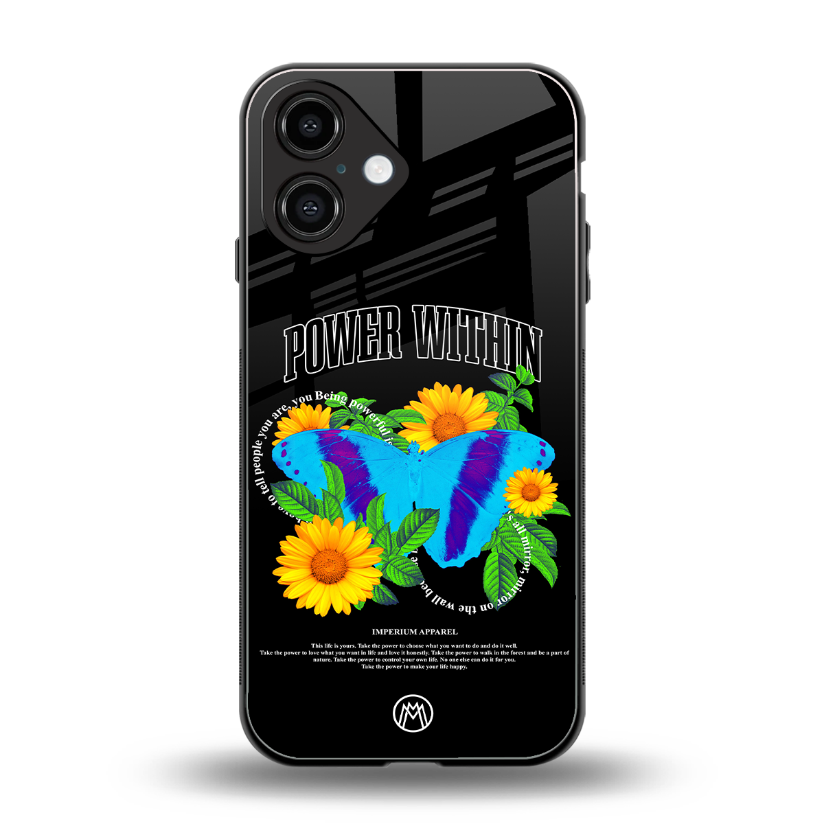 power within back phone cover | glass case for iphone 16