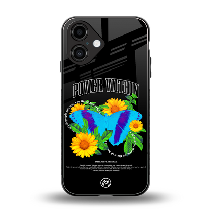 power within back phone cover | glass case for iphone 16