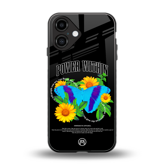 power within back phone cover | glass case for iphone 16