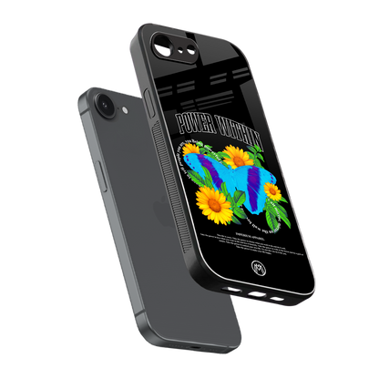 power within back phone cover | glass case for iphone 16e